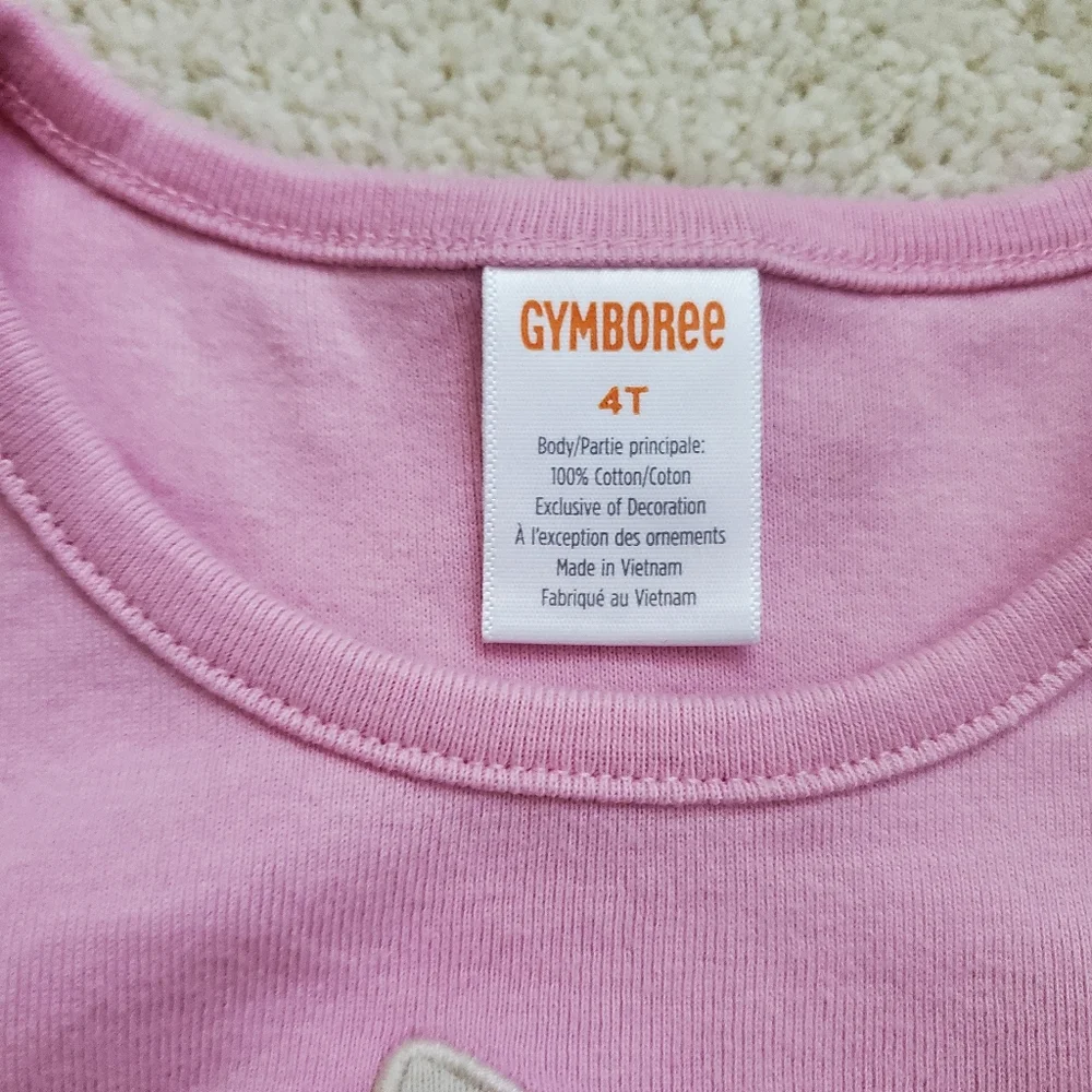 Gymboree Girls Easter Bunny Rabbit Applique Pink Short Sleeve Shirt Top sz4T